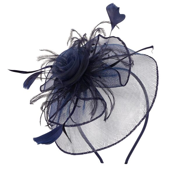 9985 Fascinators For Women With Feather Mesh Veil Headband Bridal Wedding main image 4